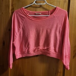 Forever 21 Cropped Crewneck Sweatshirt - Coral Pink